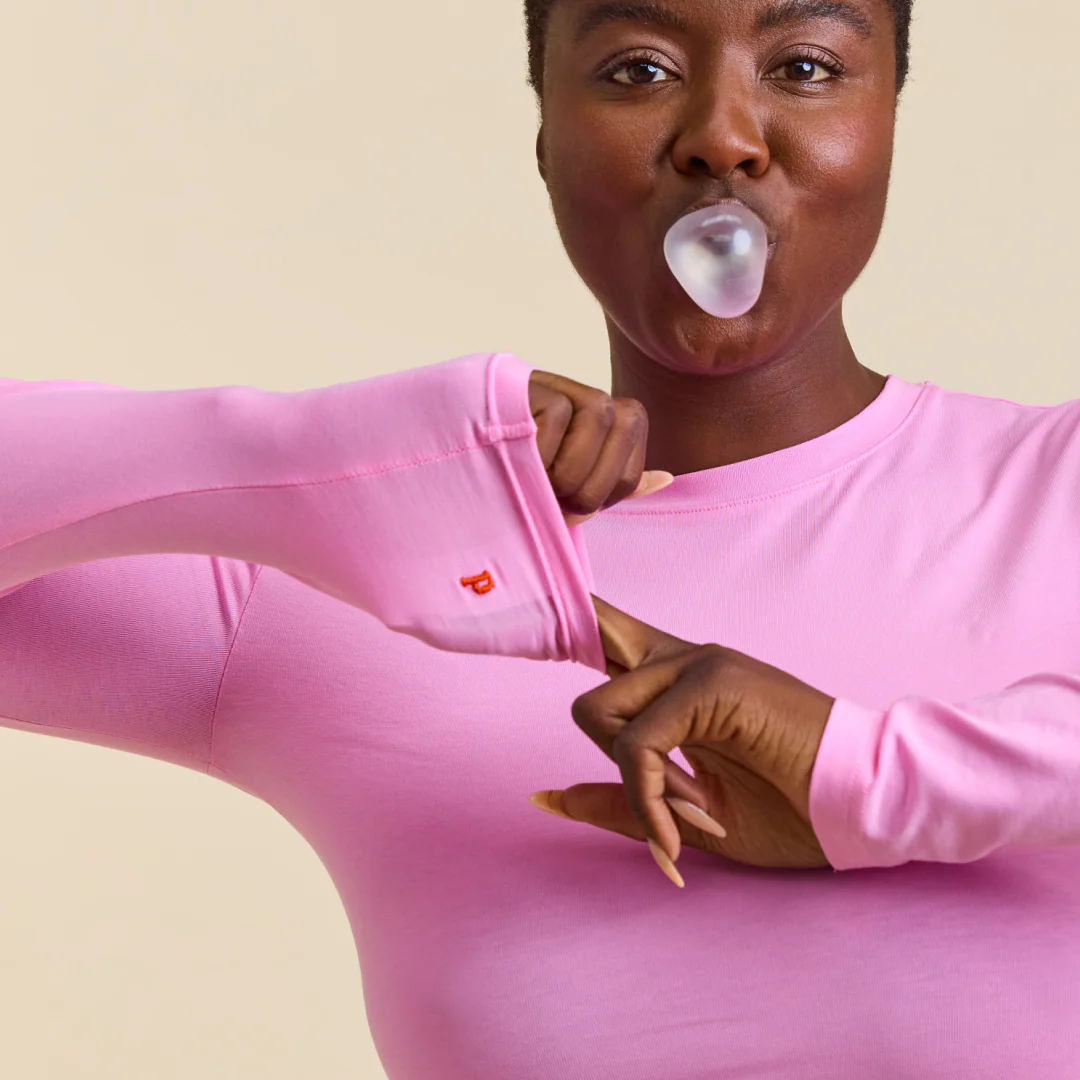 Tight Langarmshirt aus Bio-Baumwolle in Pink - Image 3