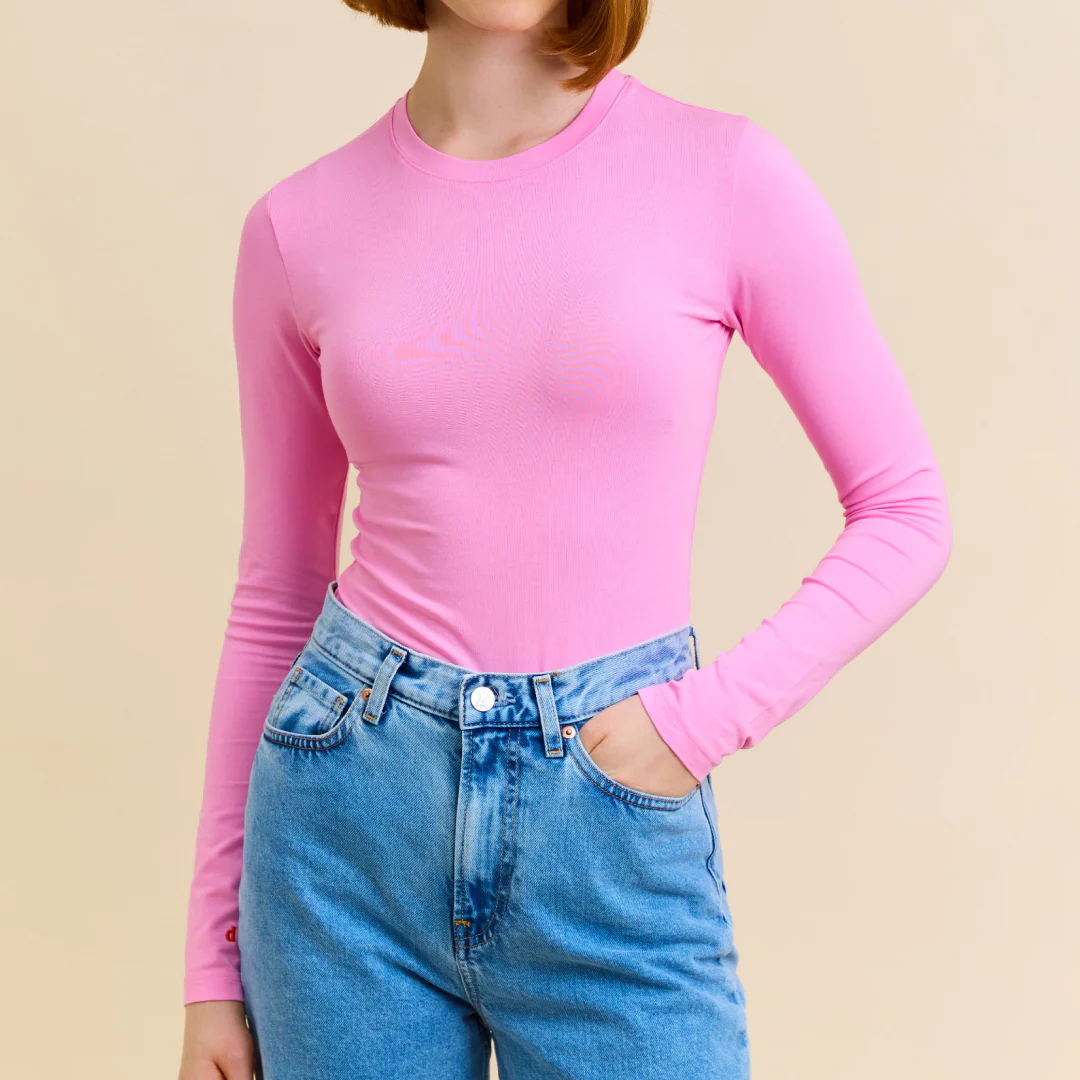 Tight Langarmshirt aus Bio-Baumwolle in Pink - Image 5
