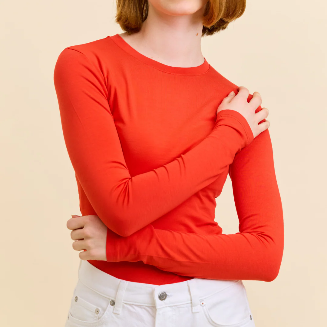 Tight Langarmshirt aus Bio-Baumwolle in popeia Rot - Image 5